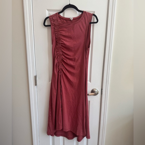 DAILY PRACTICE By Anthropologie Rouched Lounge Midi Dress Size Medium - Picture 5 of 11